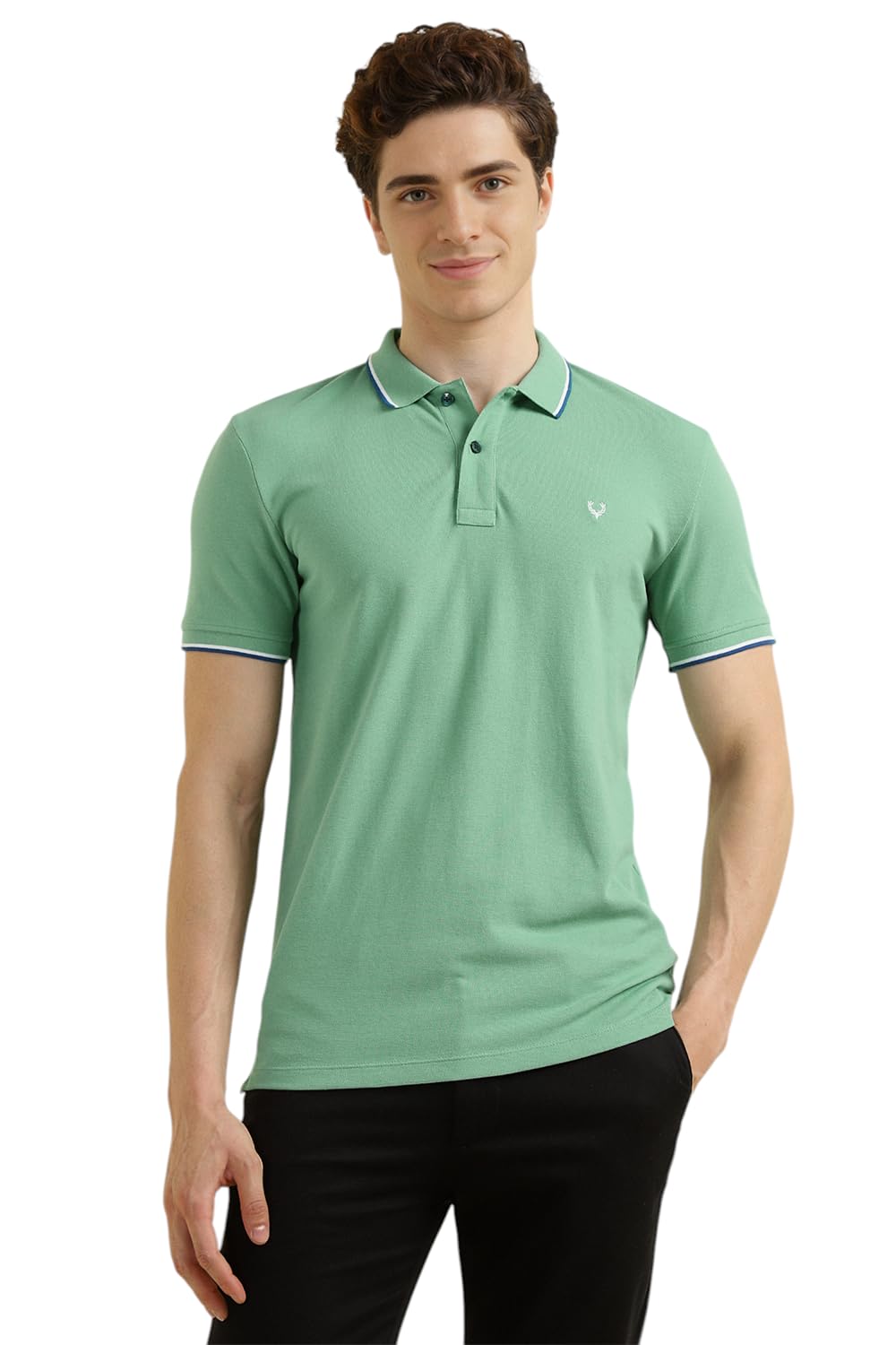 Allen Solly Men's Regular Fit T-Shirt (ASKPCURGFI04455_Green L)