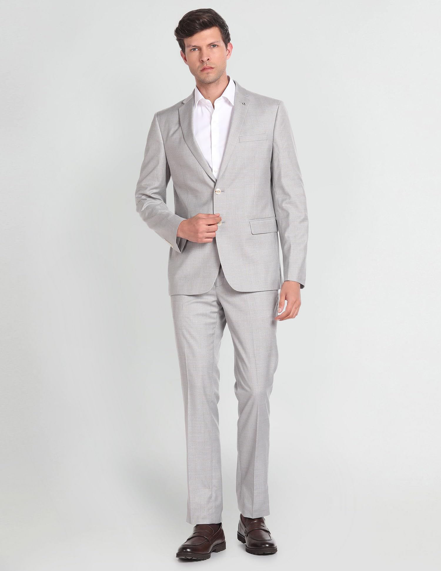 Arrow Men's Polyester Single Breasted Business Suit Pants Set (ARAGSU5590_Grey - Image 3