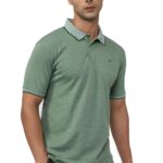 Peter England Men's Premium Branded Regular Fit Half Sleeve Polo T-Shirt | Cotton Rich | Birds Eye Interlock Weave Green