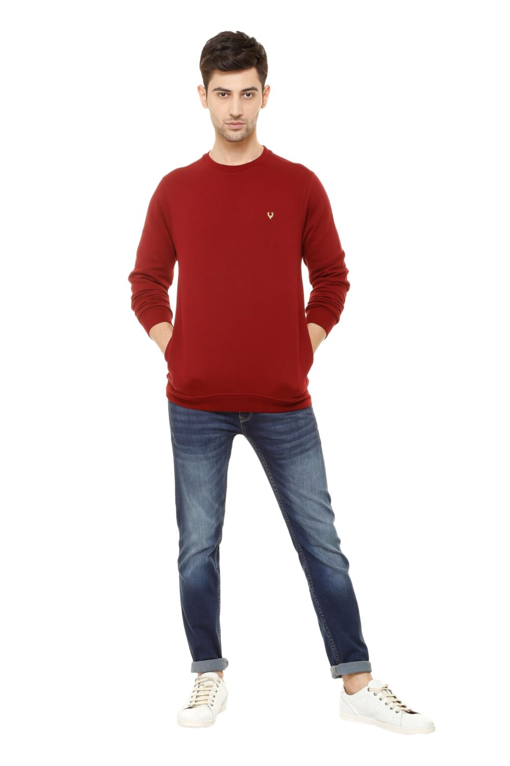 Allen Solly Men's Sweatshirt (ASSTORGPM88973XL_Maroon 19-1726 TCX) - Image 2