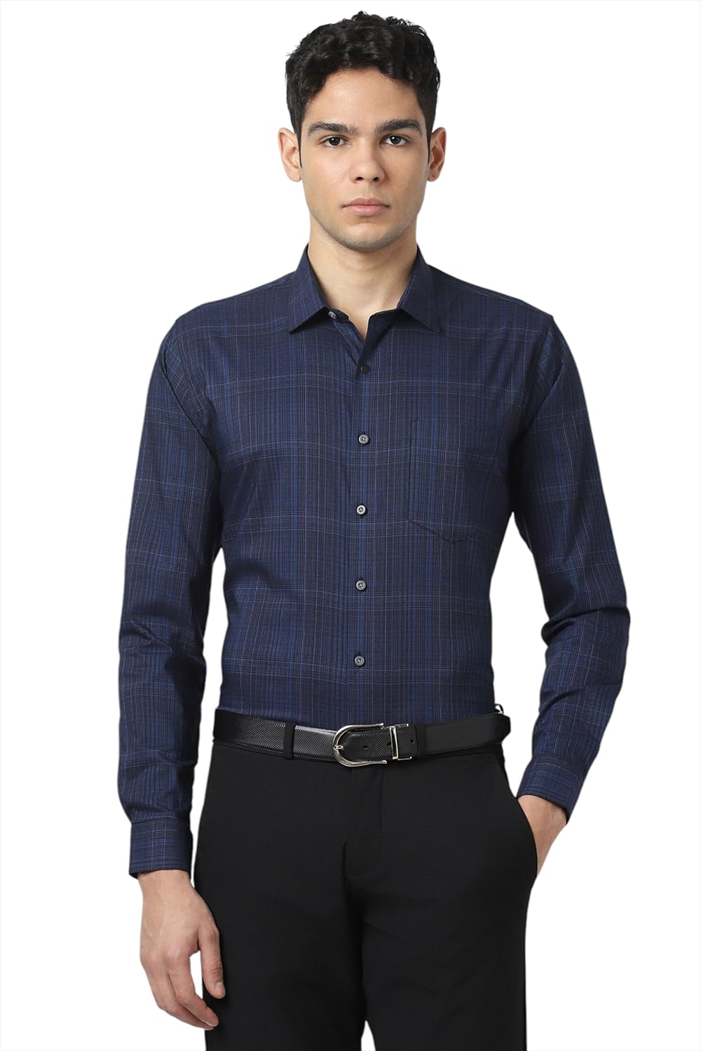 Van Heusen Men's Slim Fit Shirt (VHSFVSLB849352_Blue