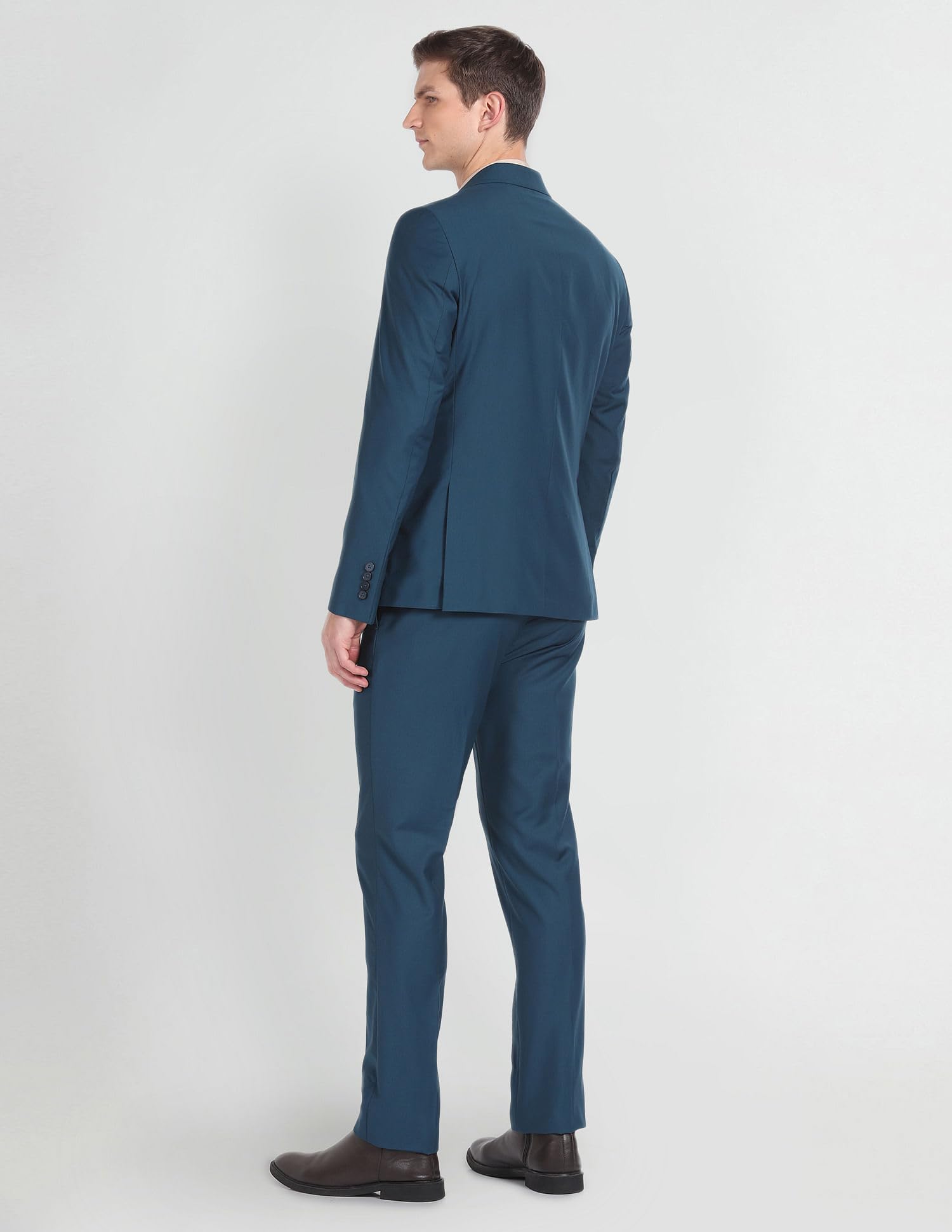Arrow Men's Polyester Double Breasted Business Suit Pants Set (ARAGSU5585_Teal - Image 4
