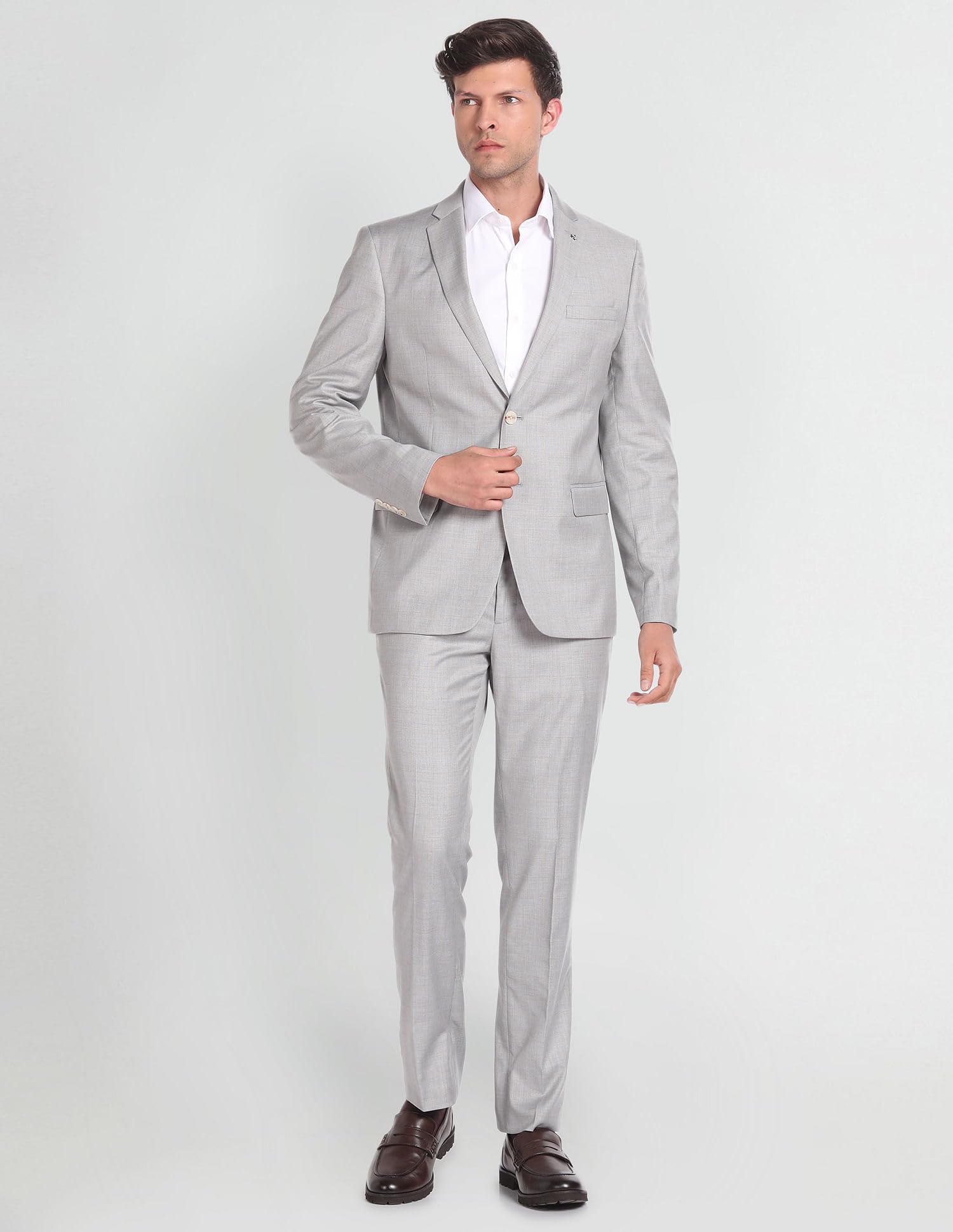 Arrow Men's Polyester Single Breasted Business Suit Pants Set (ARAGSU5590_Grey - Image 6