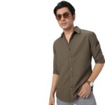 Urbano Fashion Men's Olive Green Cotton Full Sleeve Regular Fit Textured Shirt with Spread Collar (shirtsmocregfs-06-olive-xl)