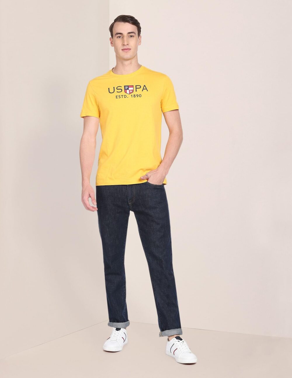 U.S. POLO ASSN. Men's Crew Neck Brand Print Cotton T-Shirt (USTSHS1376_LT. Yellow_L) - Image 6
