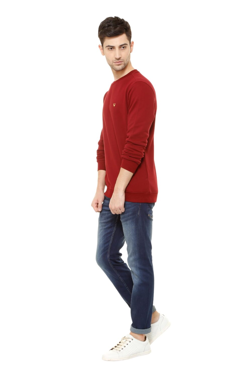 Allen Solly Men's Sweatshirt (ASSTORGPM88973XL_Maroon 19-1726 TCX) - Image 3