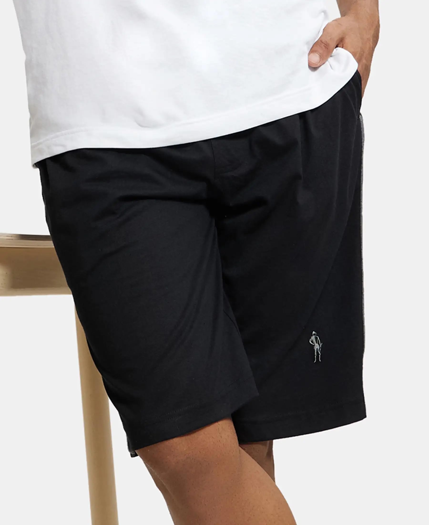 Jockey Men's Cotton Shorts (9426-0103-BLACK Black L) - Image 3