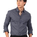 Pinkmint Mens Long Sleeve Button Down Grey Shirt for Men Collared Casual Formal Soild Shirt