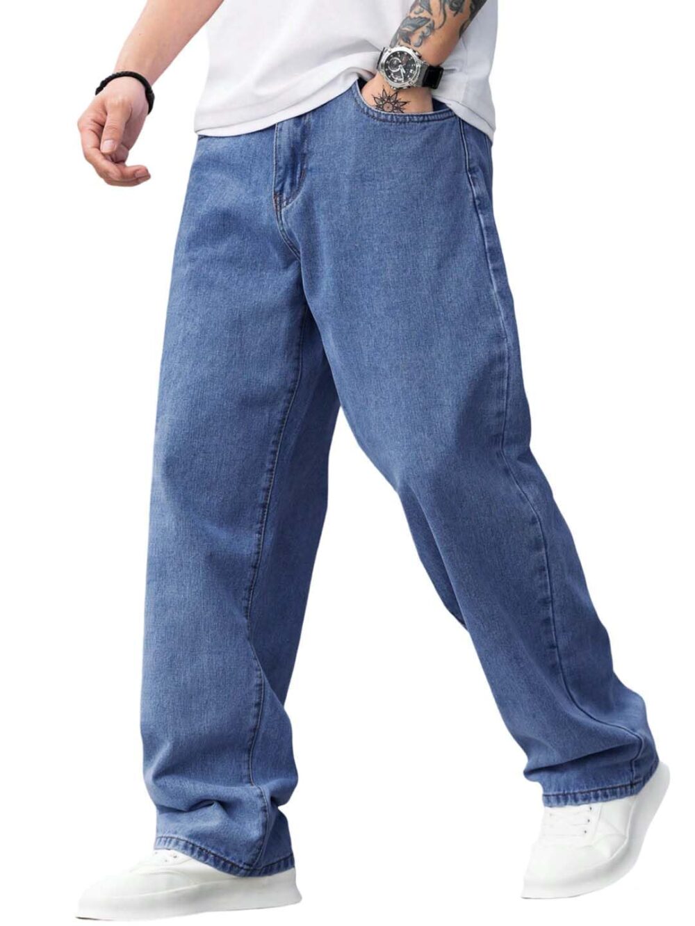 KOTTY Men's Vintage Wash with a Modern Twist Faded Jeans(Blue,34)
