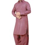 K-ROYALS Simple Afghani Style Men's Pathani Suit/Cotton Blend Kurta pyjama set (XX-Large, Onion Purple)