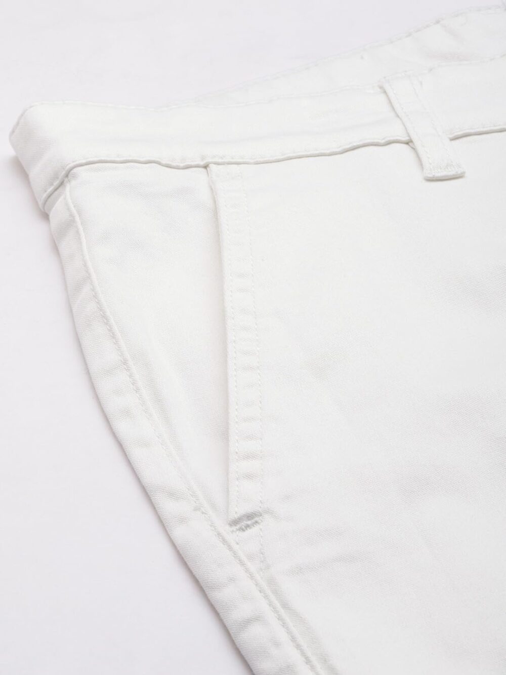 The Indian Garage Co Men Mid Rise Slim Fit Solid Stretchable Chinos Bright White, 36 - Image 3