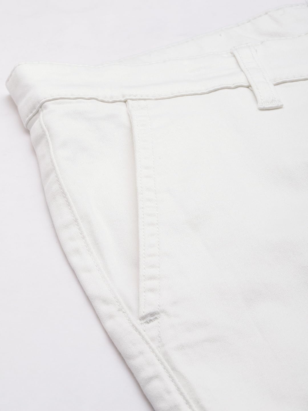 The Indian Garage Co Men Mid Rise Slim Fit Solid Stretchable Chinos Bright White, 36 - Image 3