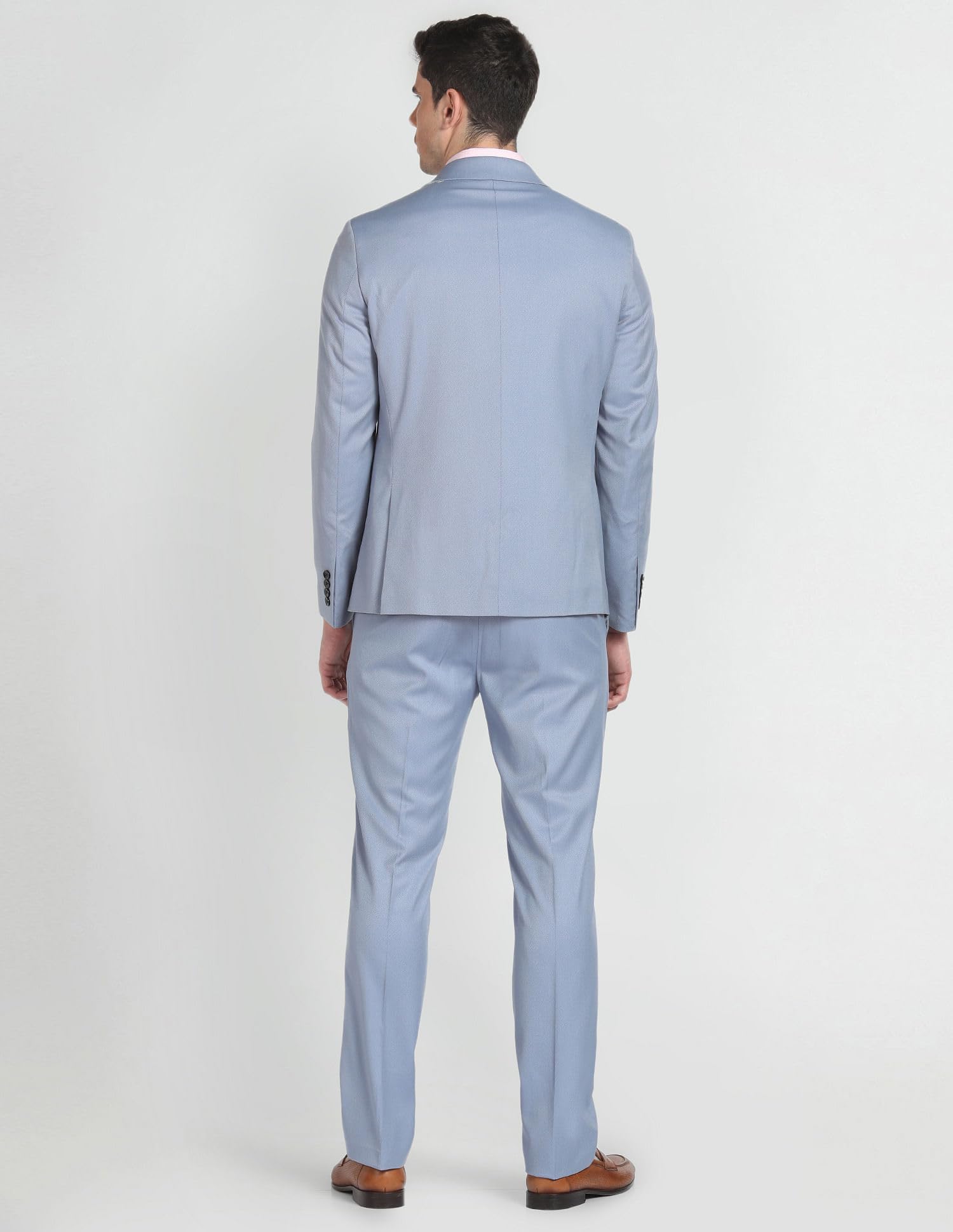 Arrow Men's Polyester Double Breasted Business Suit Pants Set (ARAGSU5527_Grey Blue_42) - Image 4