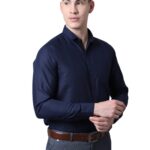 Majestic Man Slim Fit Cotton Blend Formal Shirts for Men (X-Large, Navy Blue)