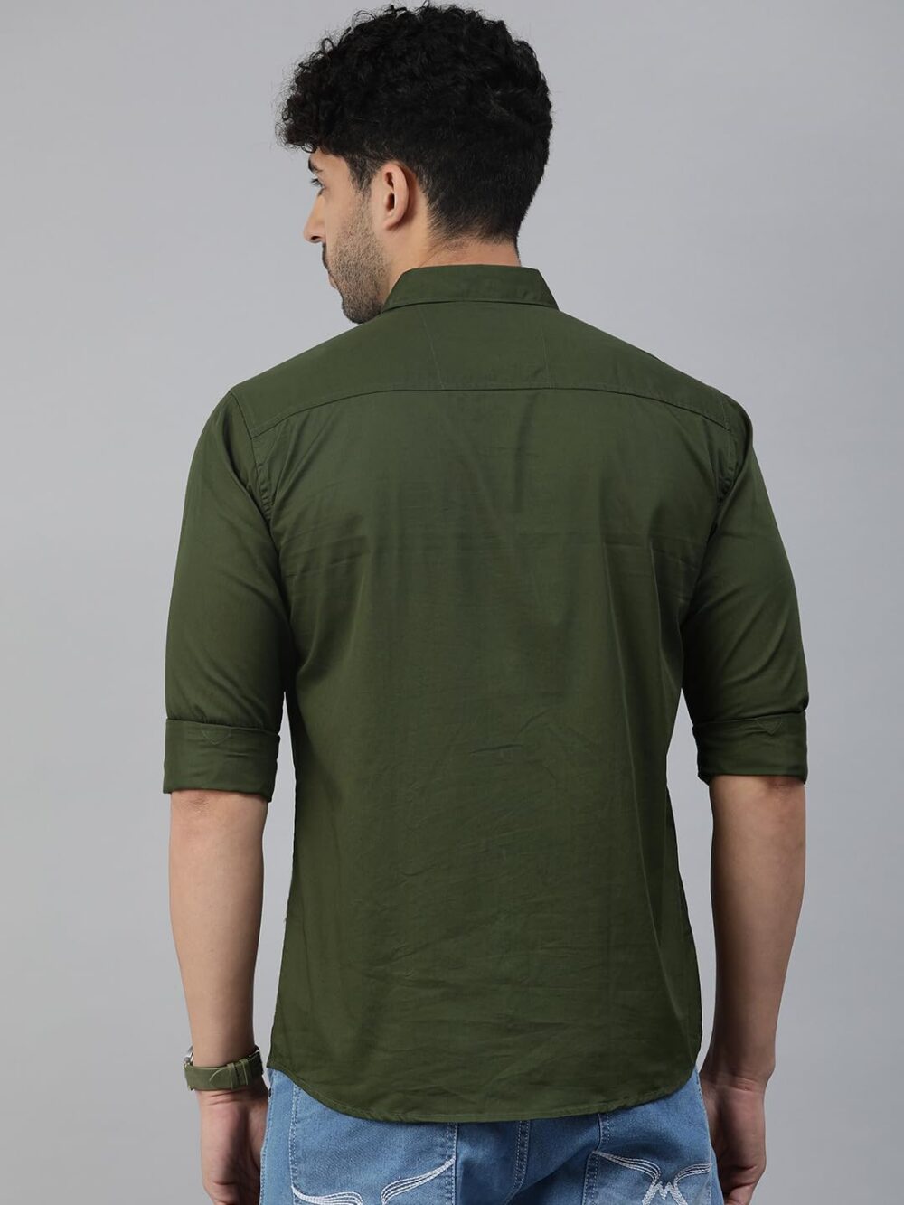 Majestic Man Classic Slim Fit Pure Cotton Casual Shirt (Medium, Olive, Men) - Image 6