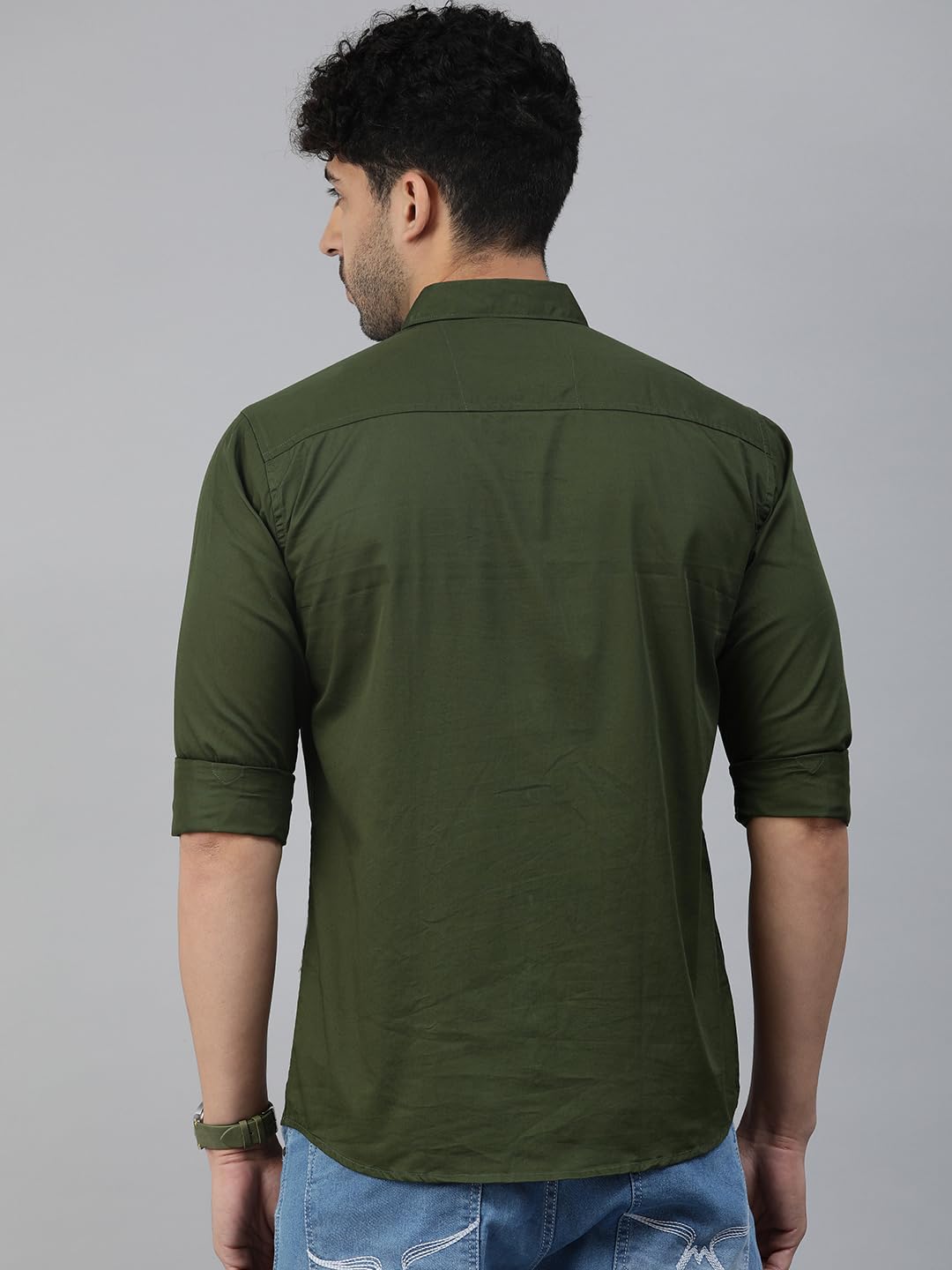 Majestic Man Classic Slim Fit Pure Cotton Casual Shirt (Medium, Olive, Men) - Image 6