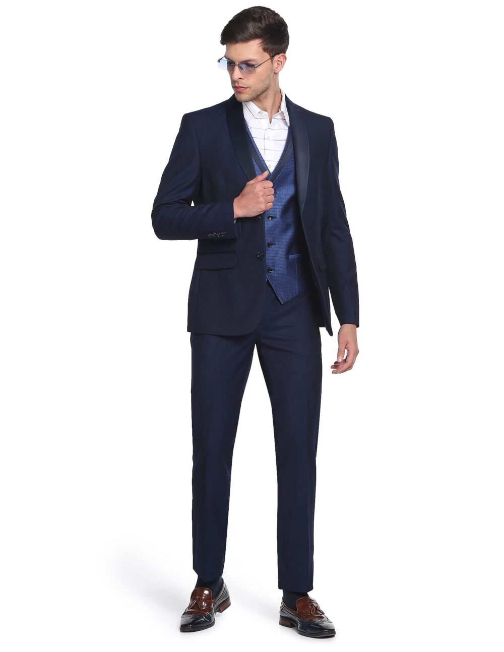 Arrow Men's Polyester Single Breasted Suits (ARAFSU5525_Blue - Image 6