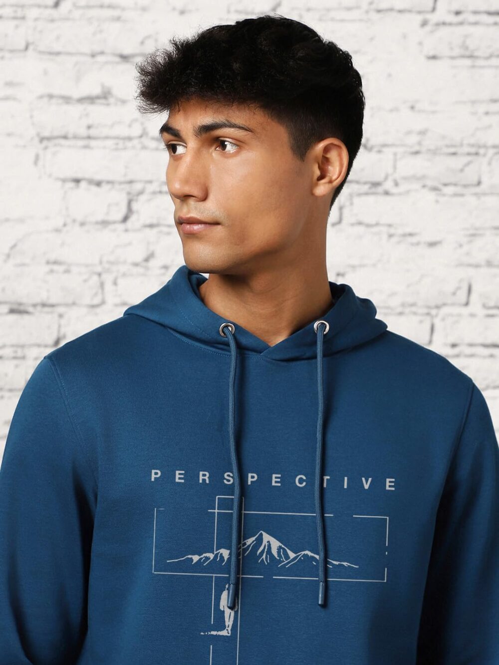 NOBERO Men's Cotton Blend Neck Regular Fit Hooded Sweatshirt (1M-TWHO-C0887_Navy Blue (Small) - Image 3