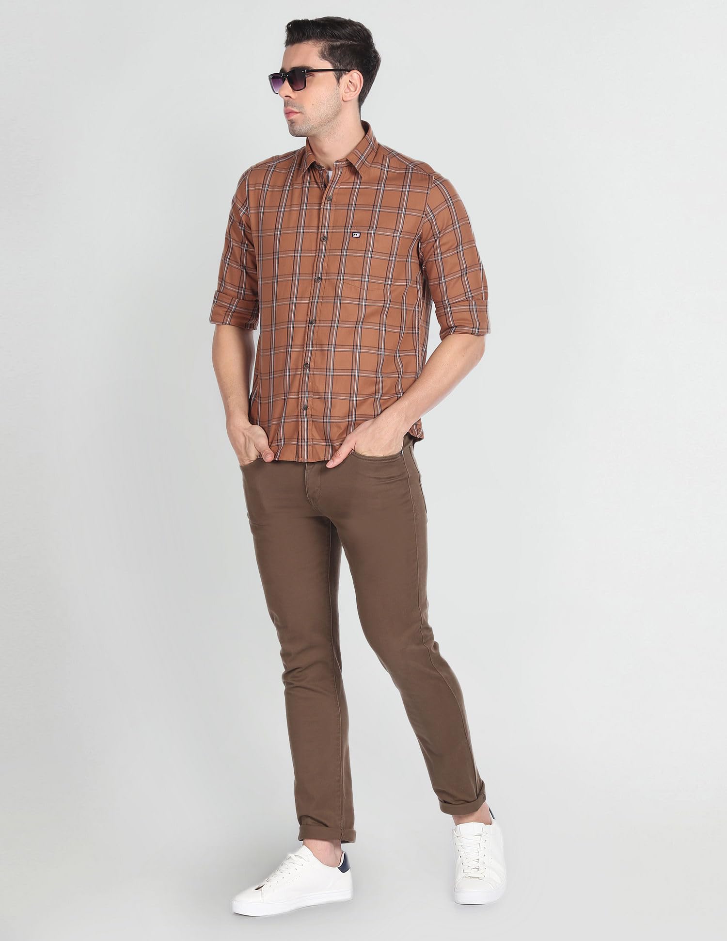 Arrow Men's Slim Fit Shirt (ASADOSH02243_Brown - Image 6