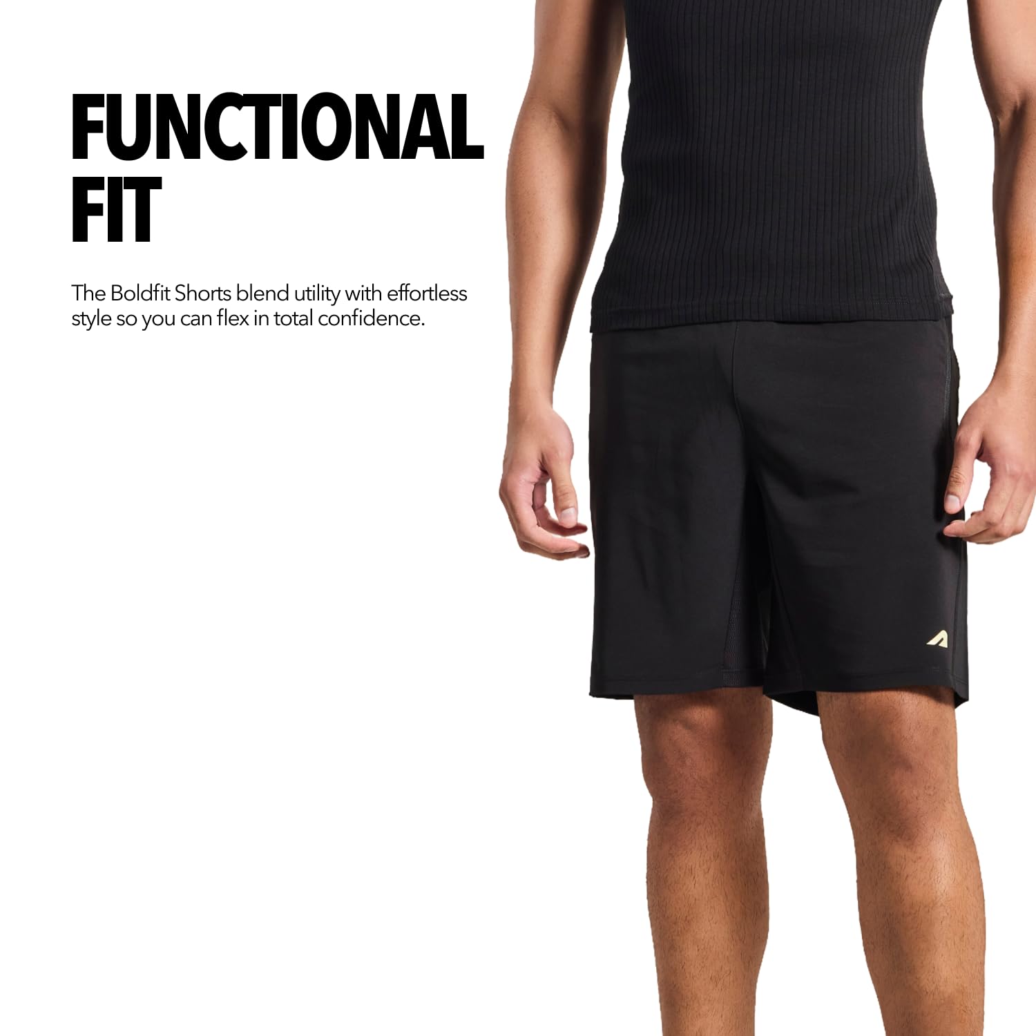 Boldfit Men's Gym Shorts (BFTBM7004TBlackL_Black_L) - Image 3
