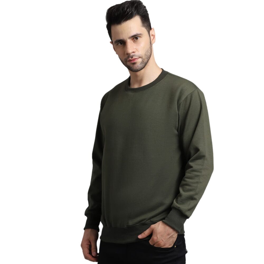 Mack JONNEY Fleece Men Regular Fit Round Neck Sweatshirt(Olive_Xx-Large_Pack of 1) - Image 3