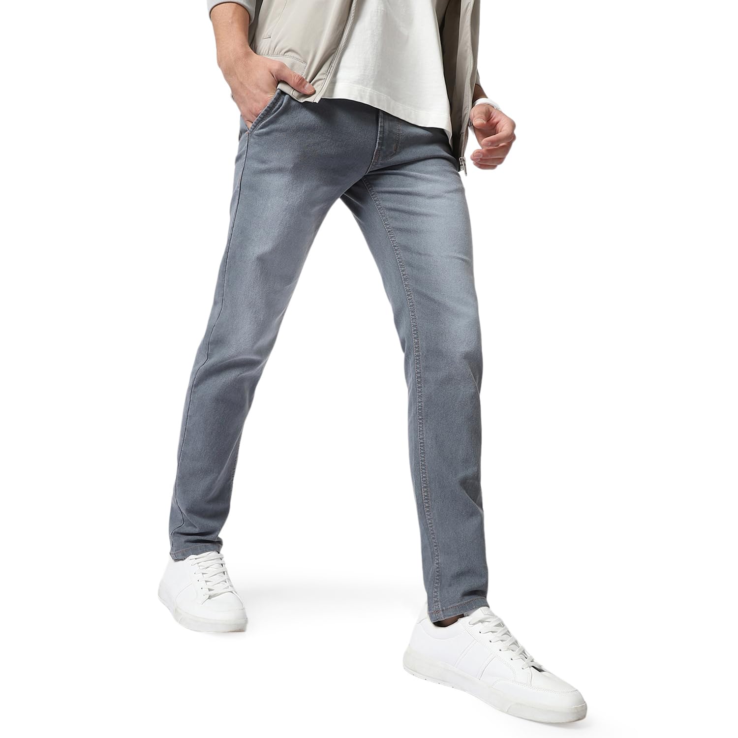 Urbano Fashion Men's Grey Slim Fit Washed Jeans Stretchable (epsrustsprcrs-mgrey-32)