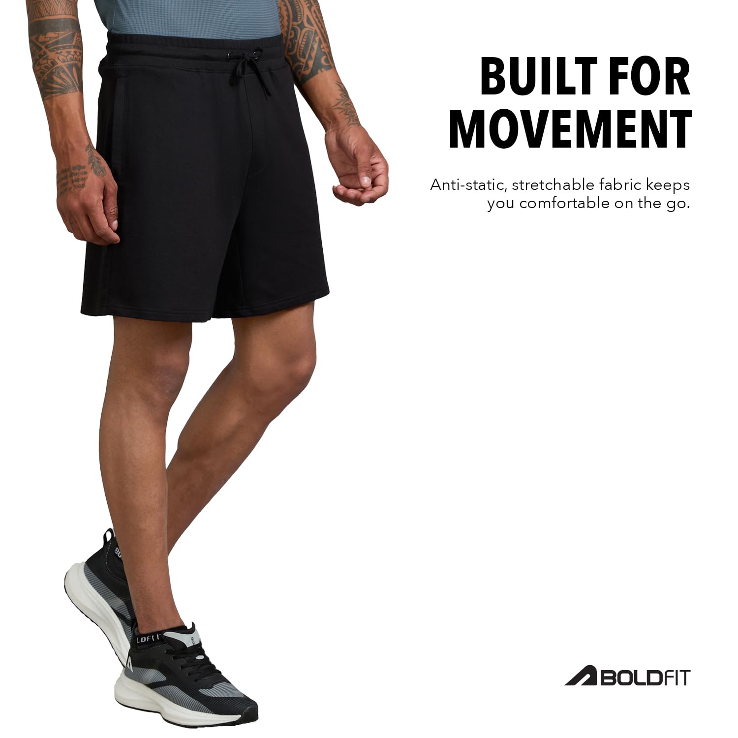 Boldfit Men's Shorts (BFTBM7013TShortsBlackXL_Black - Image 2
