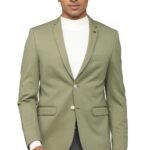 Allen Solly Men's Single Breasted-2 Button Slim Blazer (ASBZMSLFM02897_Olive
