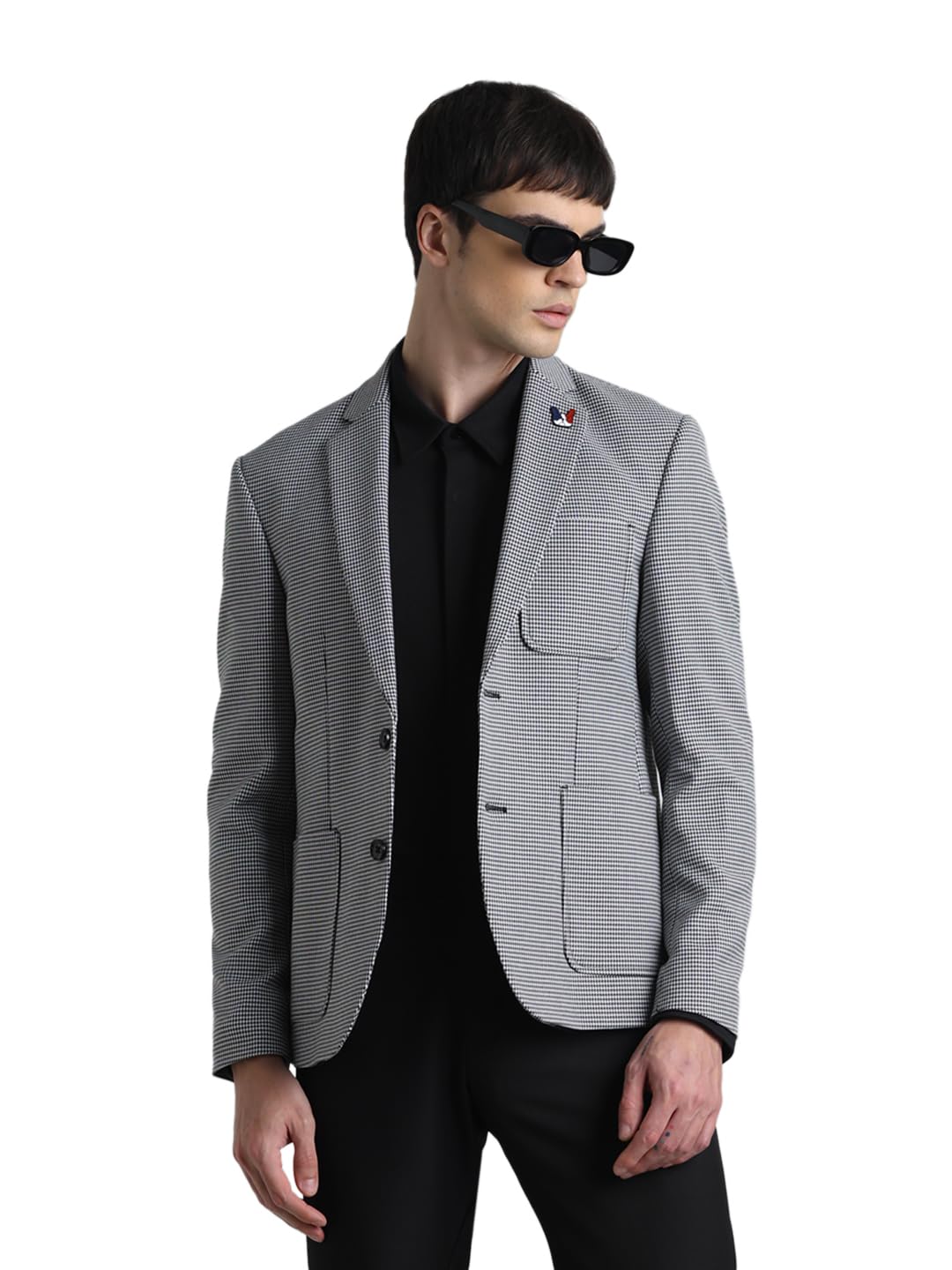 JACK & JONES Men Checks Slim Fit Black Single Breasted Blazer - Image 7