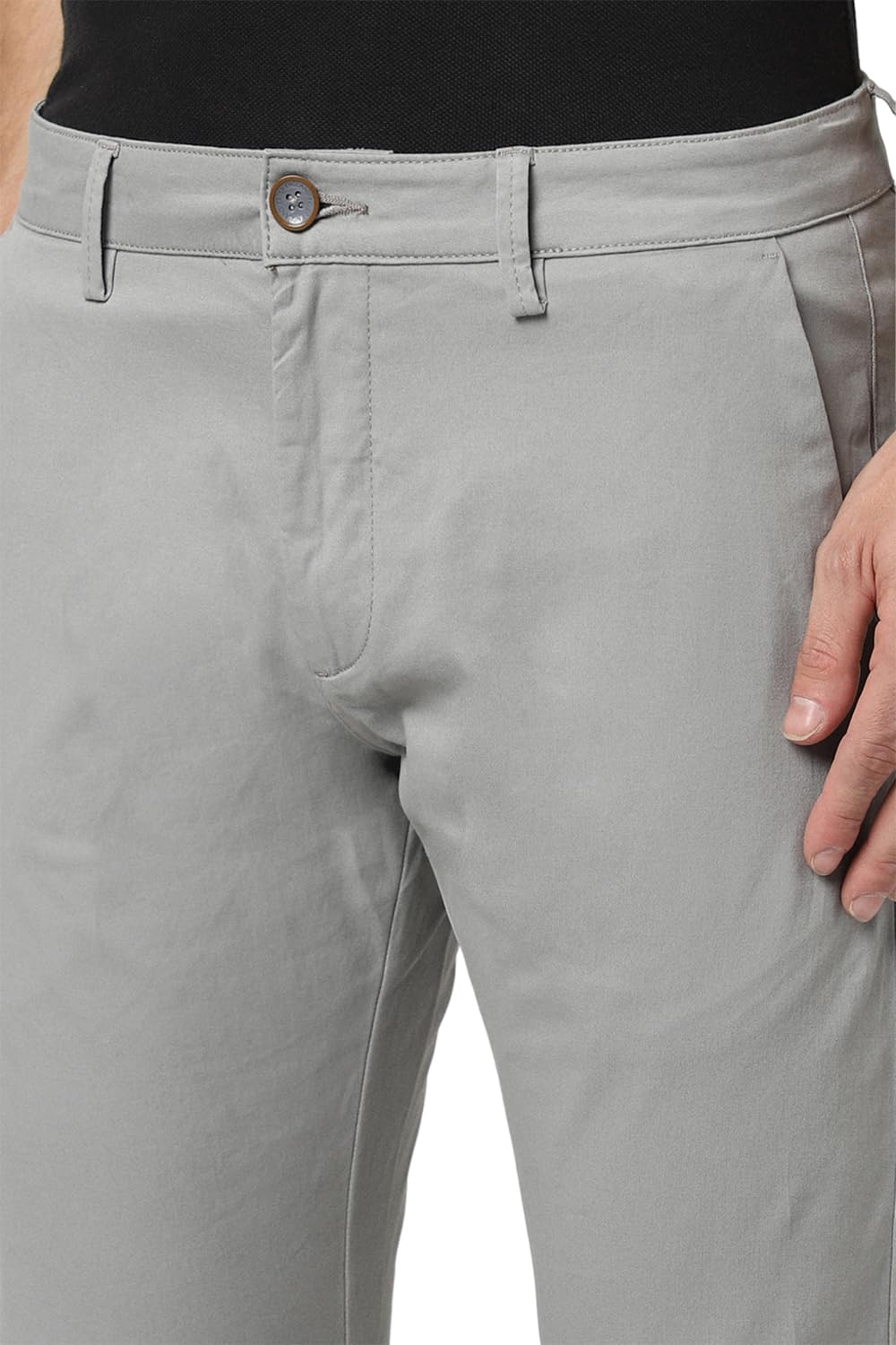 Peter England Men's Mid Rise Skinny Pants (PCTFSSKBF58534_Size(96) Light Grey - Image 2