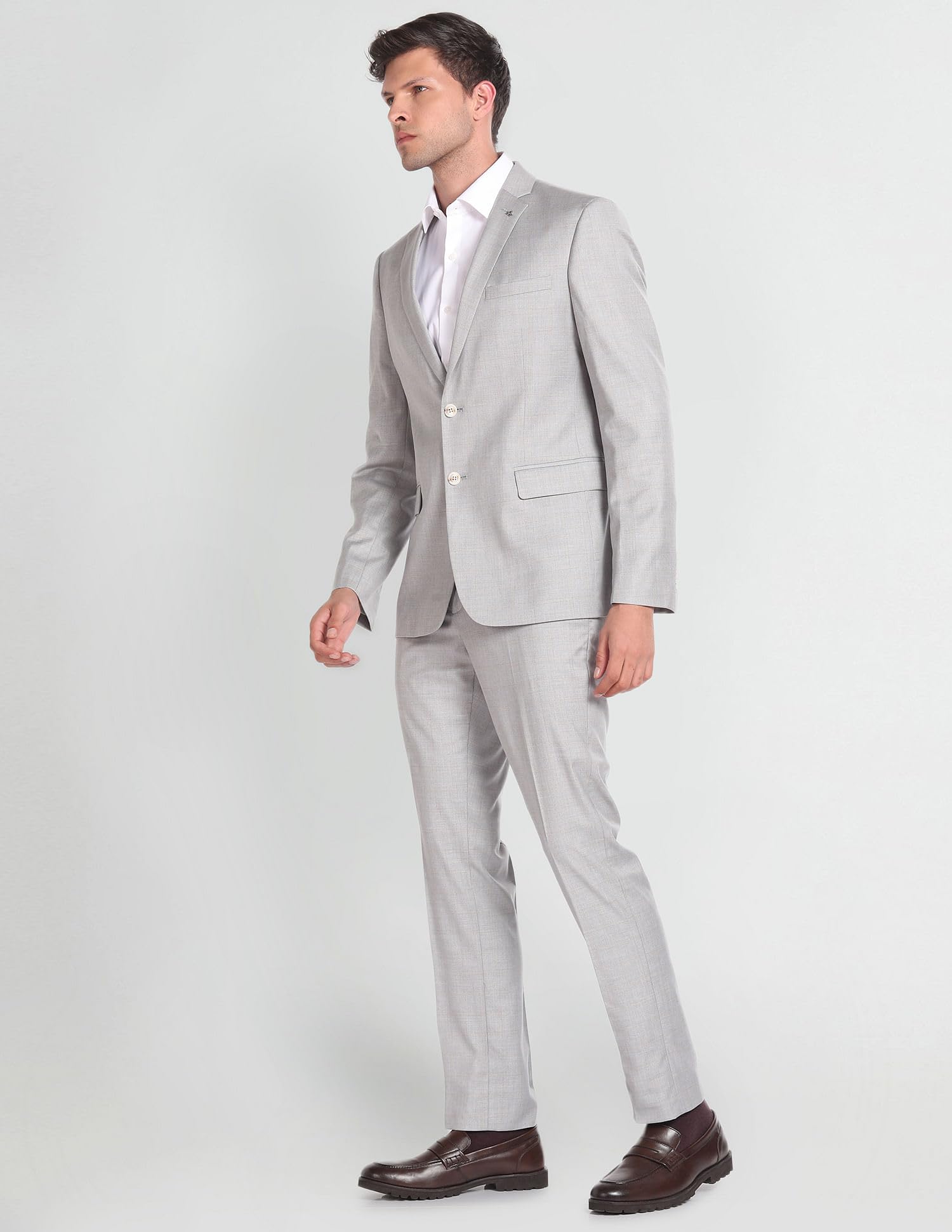 Arrow Men's Polyester Single Breasted Business Suit Pants Set (ARAGSU5590_Grey - Image 5