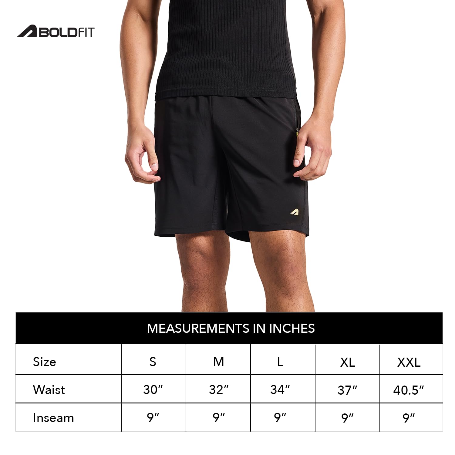 Boldfit Men's Gym Shorts (BFTBM7004TBlackL_Black_L) - Image 4
