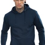 ADRO Men's Cotton Neck Hooded Sweatshirt (H24-M-PLN-SB_Teal