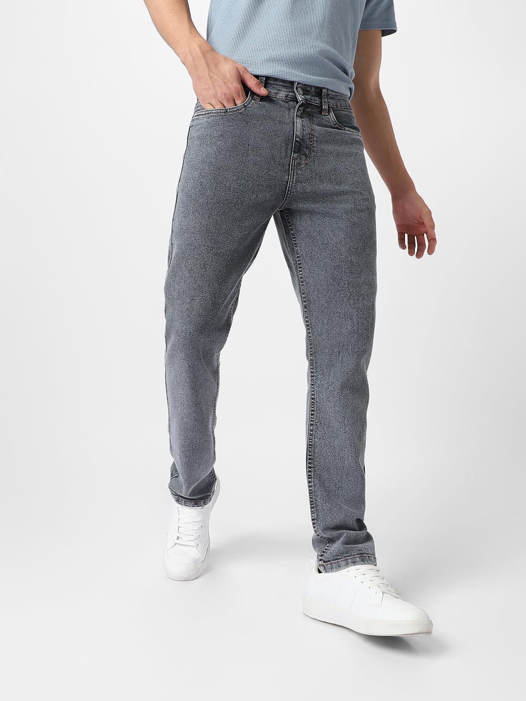 Urbano Fashion Men's Grey Regular Fit Washed Jeans Stretchable (avtowlreg-mgrey-32) - Image 6