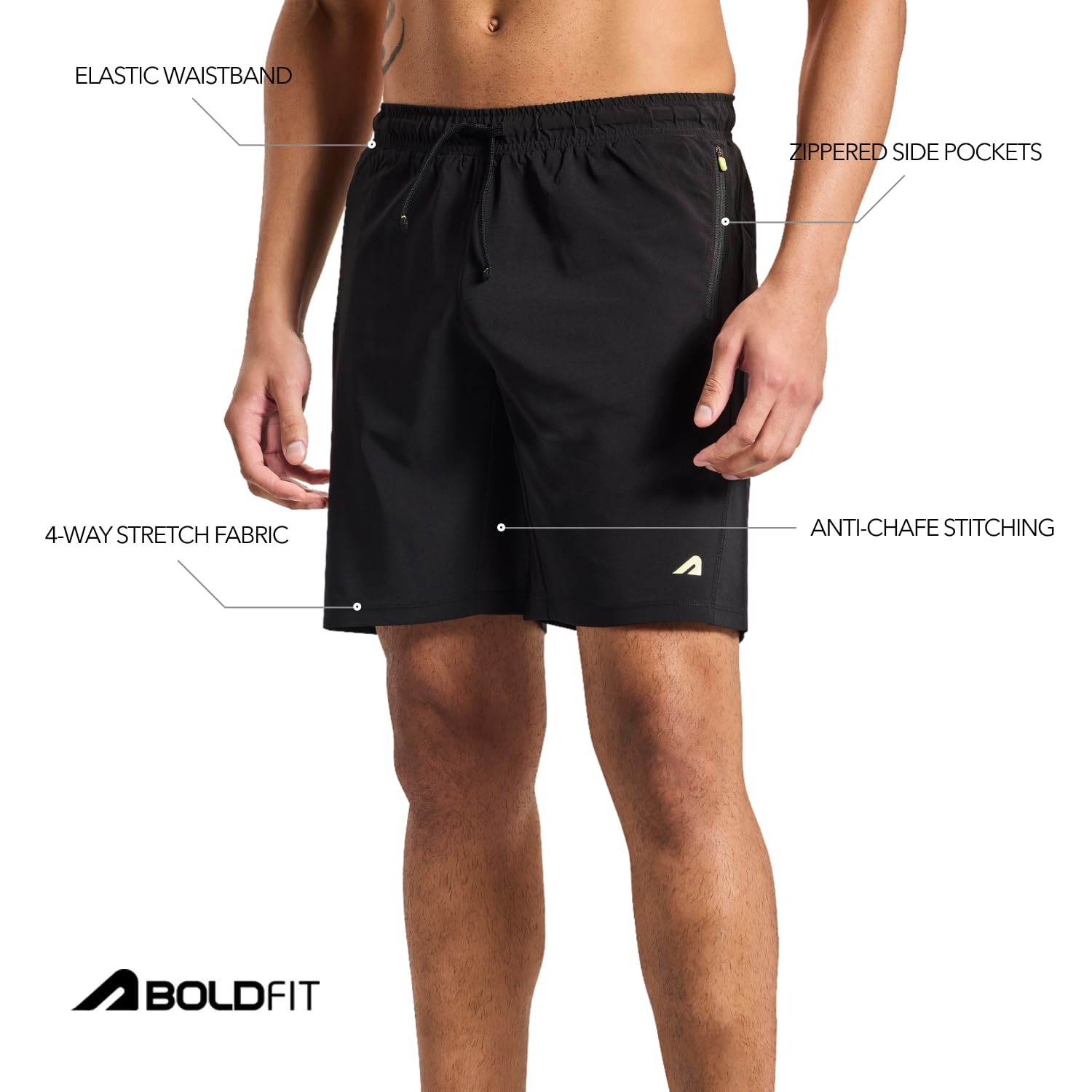 Boldfit Men's Gym Shorts (BFTBM7004TBlackL_Black_L) - Image 5