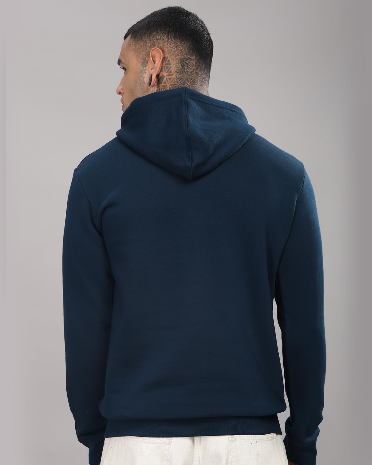 ADRO Men's Cotton Neck Hooded Sweatshirt (H24-M-PLN-SB_Teal - Image 6