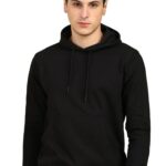 Alan Jones Clothing Men’s Solid Hooded Sweatshirt | Drawstring Hood, Kangaroo Pocket, Ribbed Hem | Regular Fit | Sizes S–5XL | Multiple Colors Black