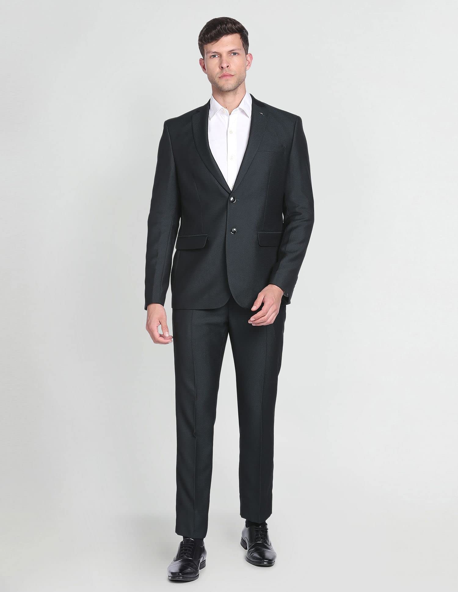 Arrow Men's Cotton Single Breasted Suits (ARAFSU5570_Green - Image 3