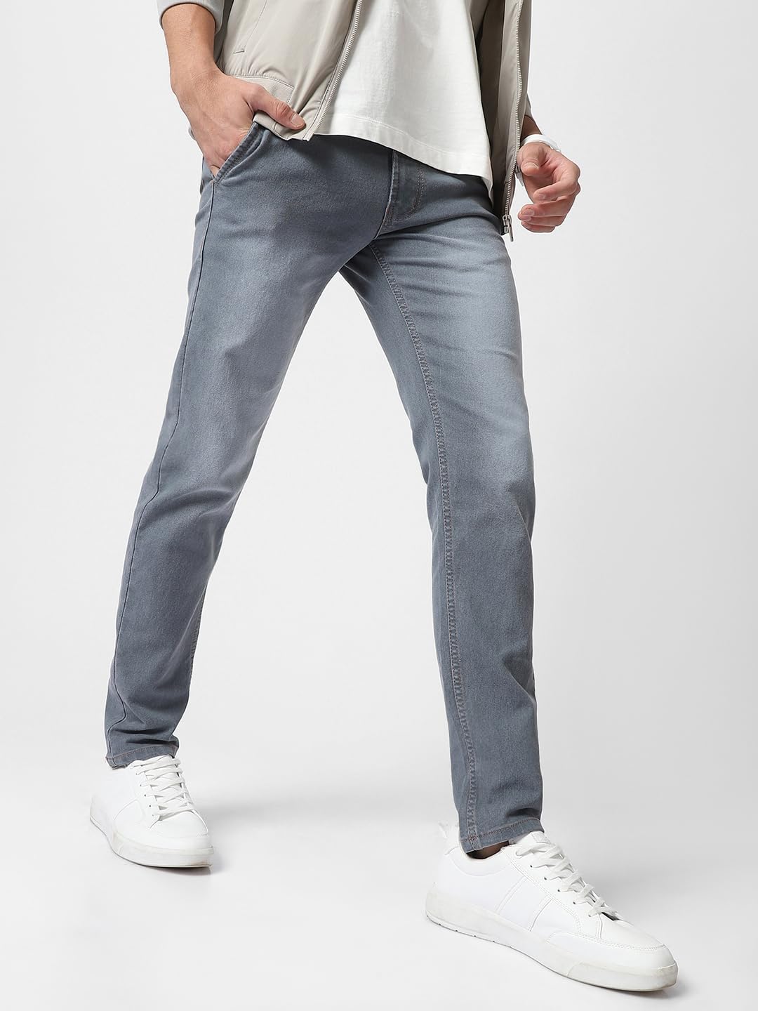 Urbano Fashion Men's Grey Slim Fit Washed Jeans Stretchable (epsrustsprcrs-mgrey-32) - Image 7