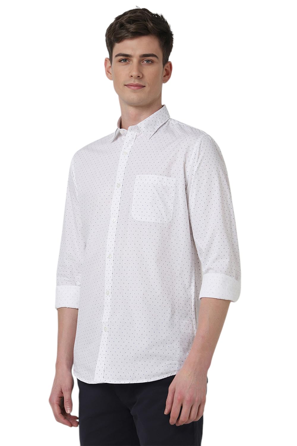 Peter England Men's Everyday Ditsy Print Slim Fit Full Sleeve Casual Shirt|100% Cotton,40,White,1 - Image 5