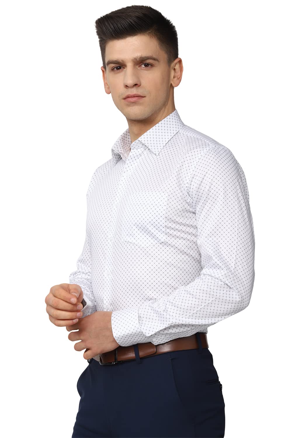 Van Heusen Cotton Men's Fitted Formal Shirt (Vhsfrslbv20281_White 40) - Image 6