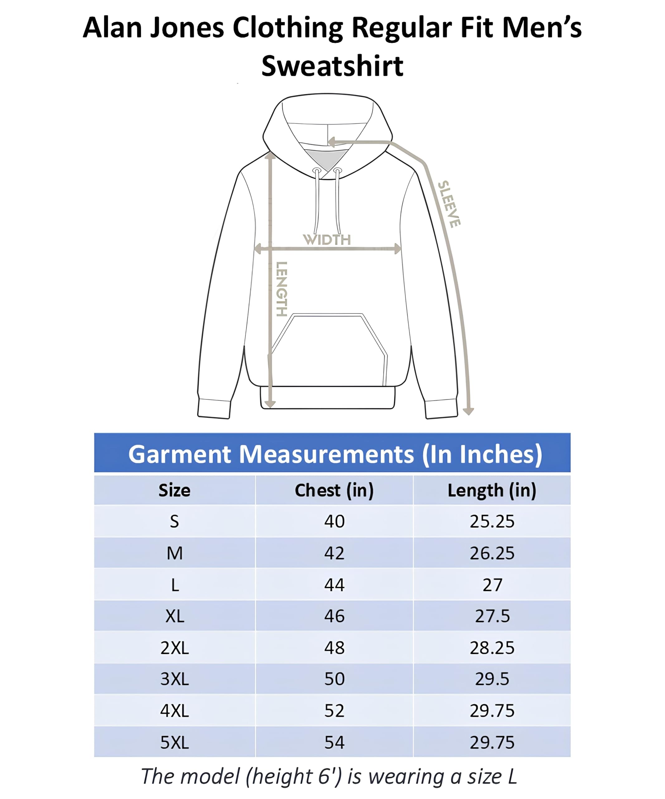 Alan Jones Clothing Men’s Solid Hooded Sweatshirt | Drawstring Hood, Kangaroo Pocket, Ribbed Hem | Regular Fit | Sizes S–5XL | Multiple Colors Persian Blue - Image 3