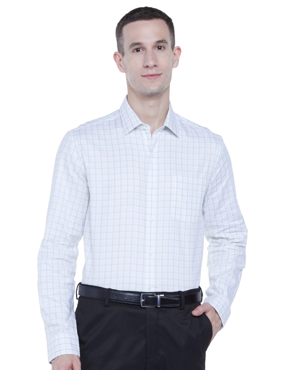 Arrow Men's Checkered Full Sleeve Slim Fit Cutaway Collar Cotton Formal Shirt