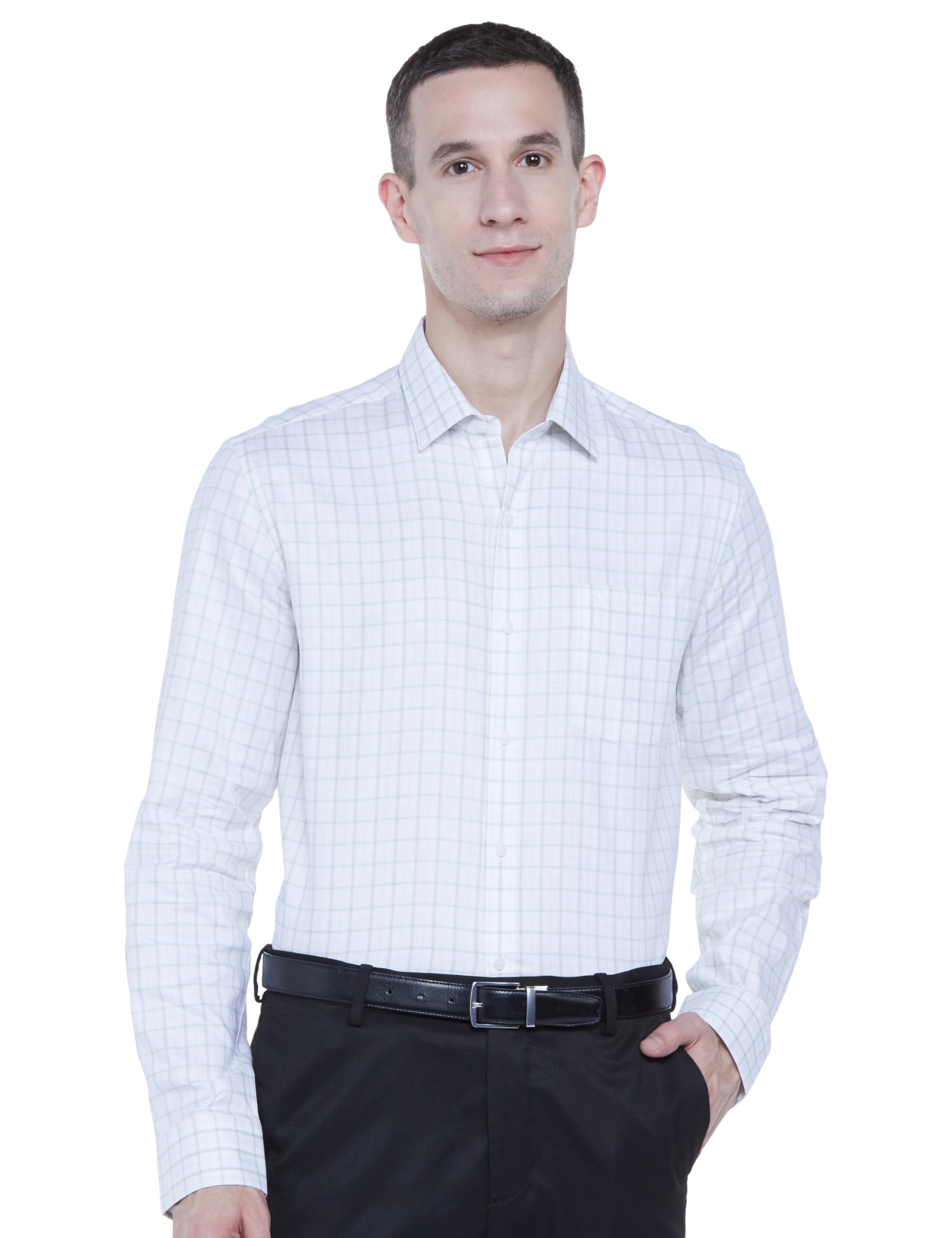 Arrow Men's Checkered Full Sleeve Slim Fit Cutaway Collar Cotton Formal Shirt