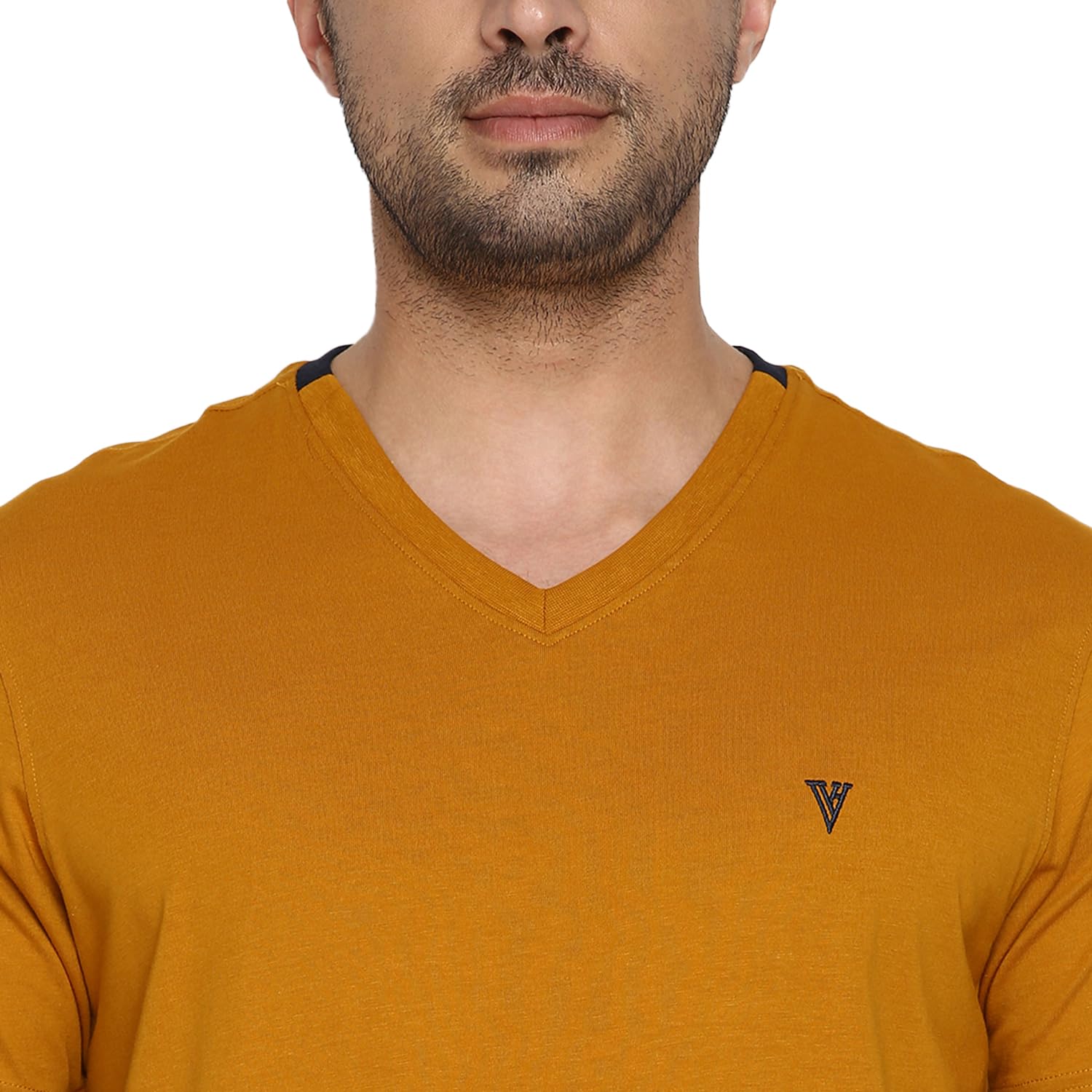 Van Heusen Men's Classic T-Shirt (IHOTS1LMM60001_Yellow L) - Image 2