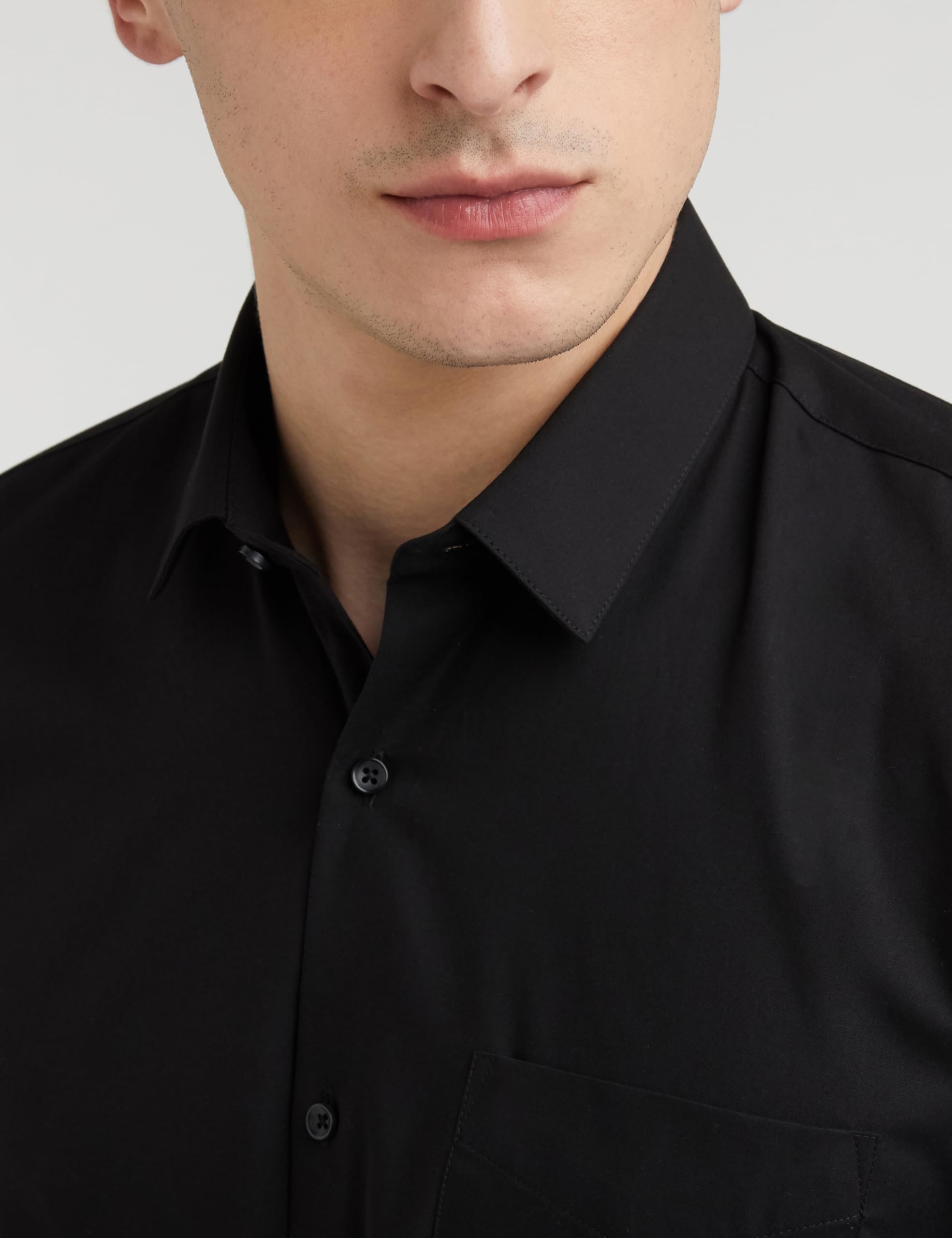 Peter England Cotton Jeans Men's Solid Slim FiT-Shirt (Pesfmslb003086_Black 42) - Image 4