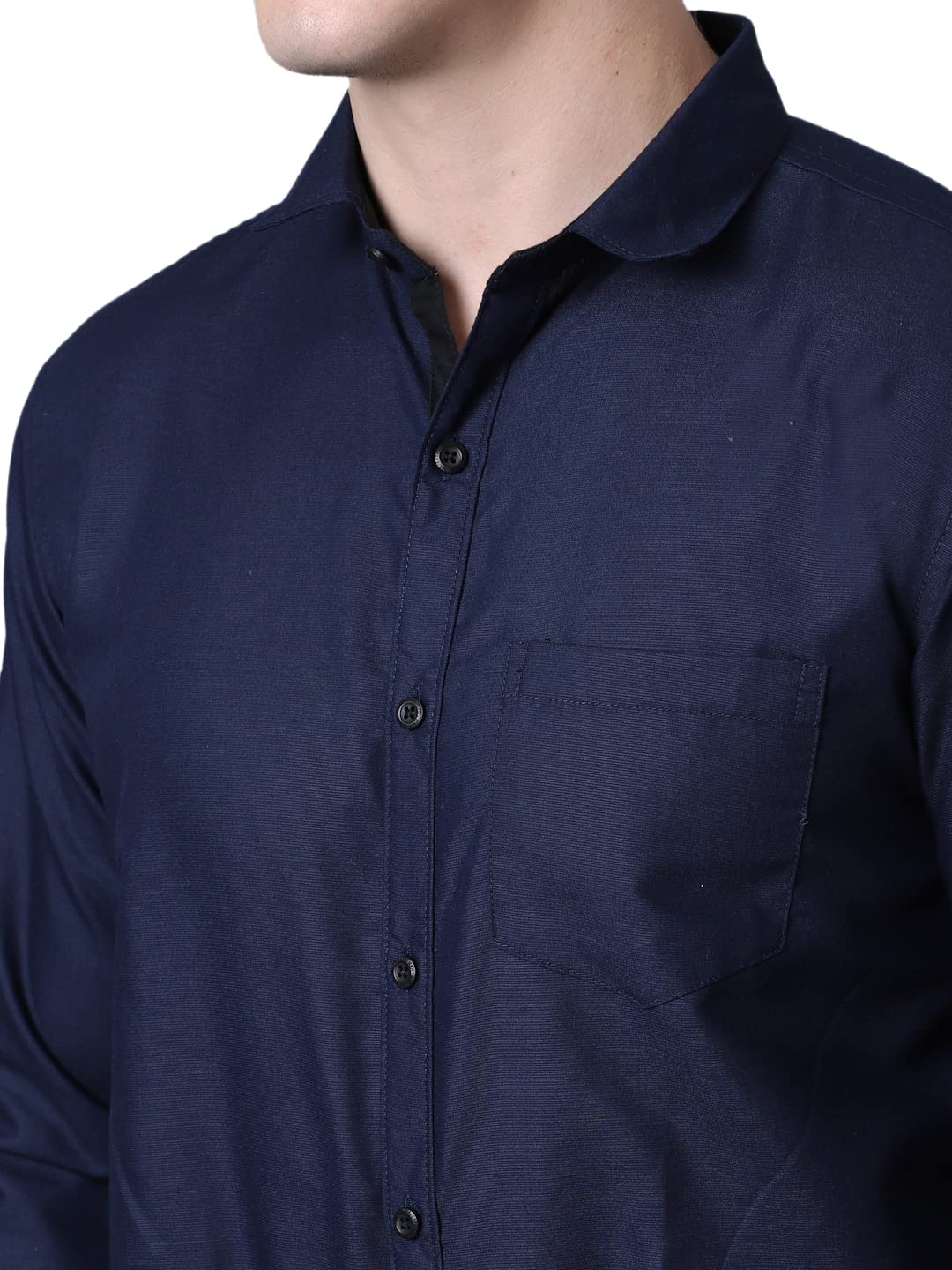 Majestic Man Slim Fit Cotton Blend Formal Shirts for Men (X-Large, Navy Blue) - Image 3