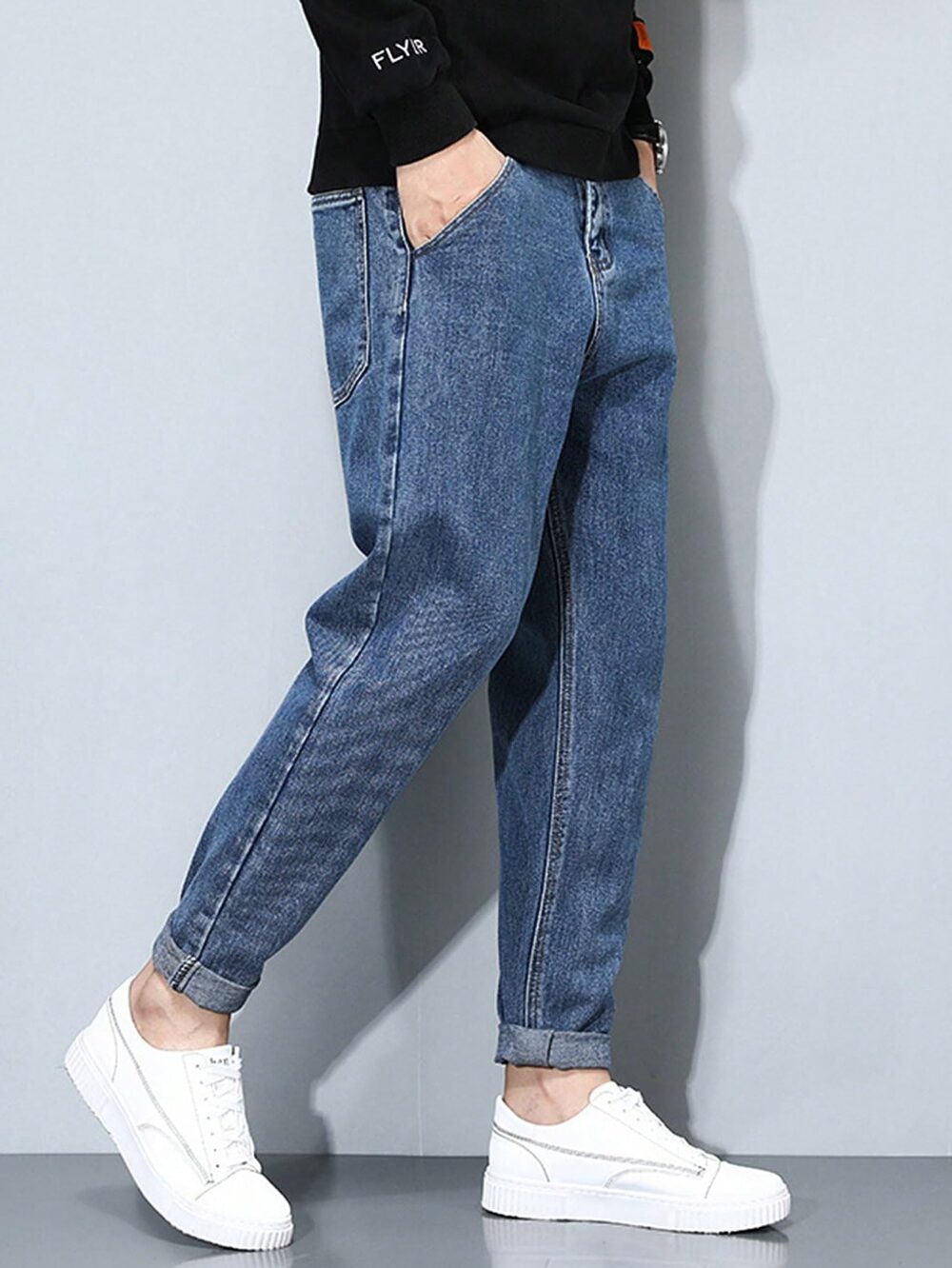 Ben Martin Men's High Rise Tapered Fit Stretchable Size 34 Denim Dark Blue Carrot Fit Jeans Pant for Men 0 - Image 5