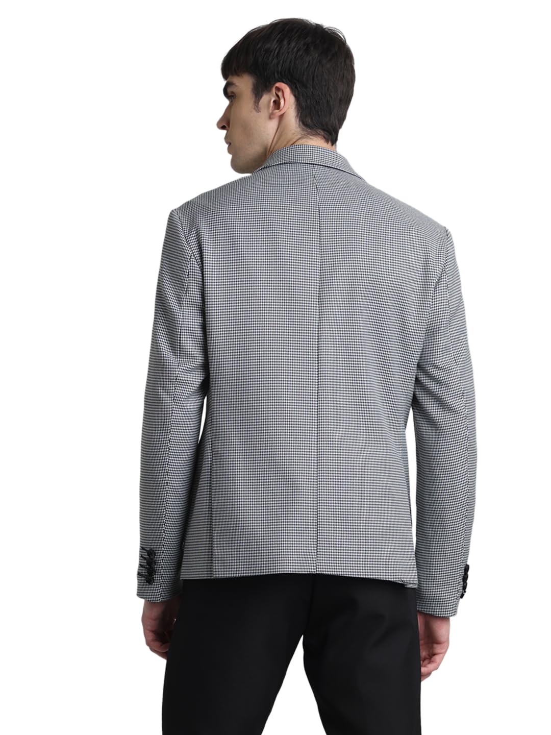 JACK & JONES Men Checks Slim Fit Black Single Breasted Blazer - Image 5