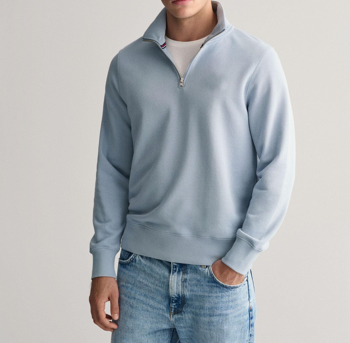 FN3 Half Zipper Men's Sweatshirt || Polyester Blend Modern Fit Hoodie || Unisex Sweatshirt Sky (X_Large) - Image 2